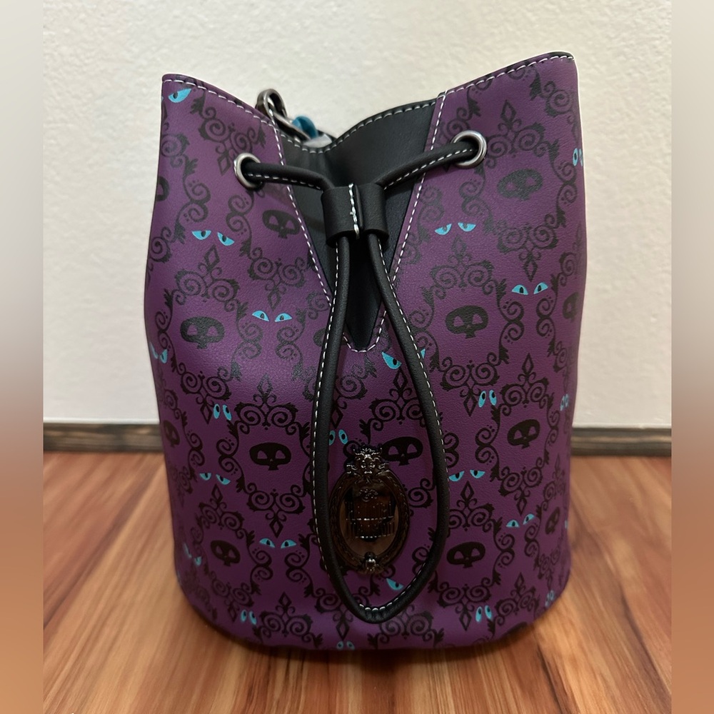 Disney Parks Loungefly Haunted Mansion Glow-in-the-Dark Wallpaper Drawstring Bag - Picture 1 of 6